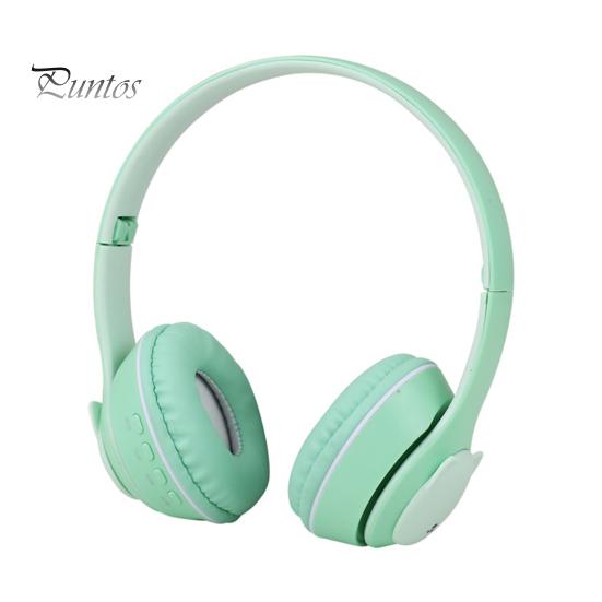 1 Set Headphone Foldable RGB Light Bear-shape Bluetooth-compatible 5.0 Wireless Headset Computer Accessories