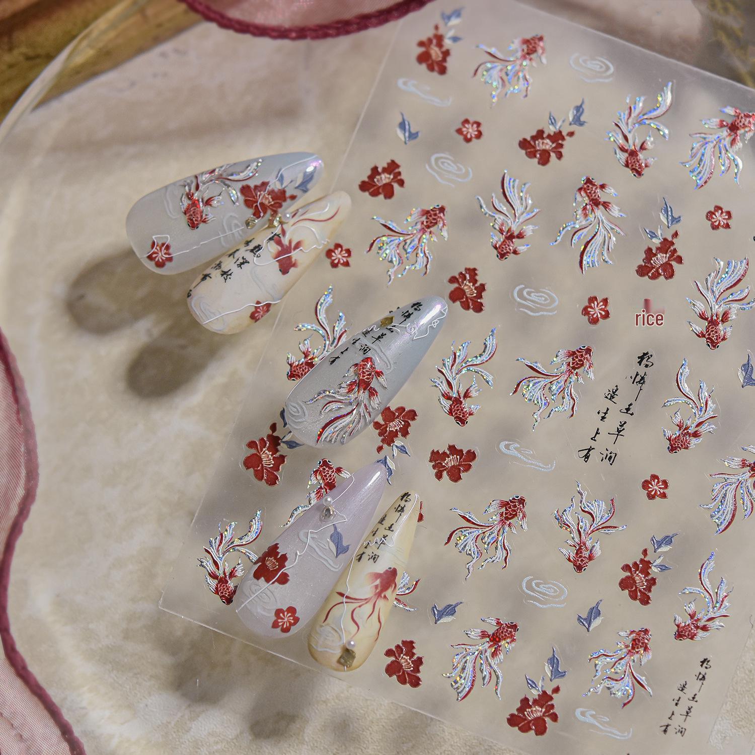 

Tomoni Metal Nail Stickers - Japanese Carp Design for Kids Nail Art