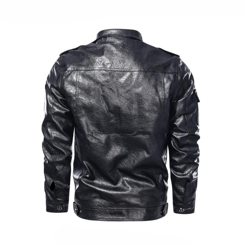 Men's Autumn and Winter Leather Jacket Large Size PU Baseball Jacket Motorcycle Jacket Men's Clothing