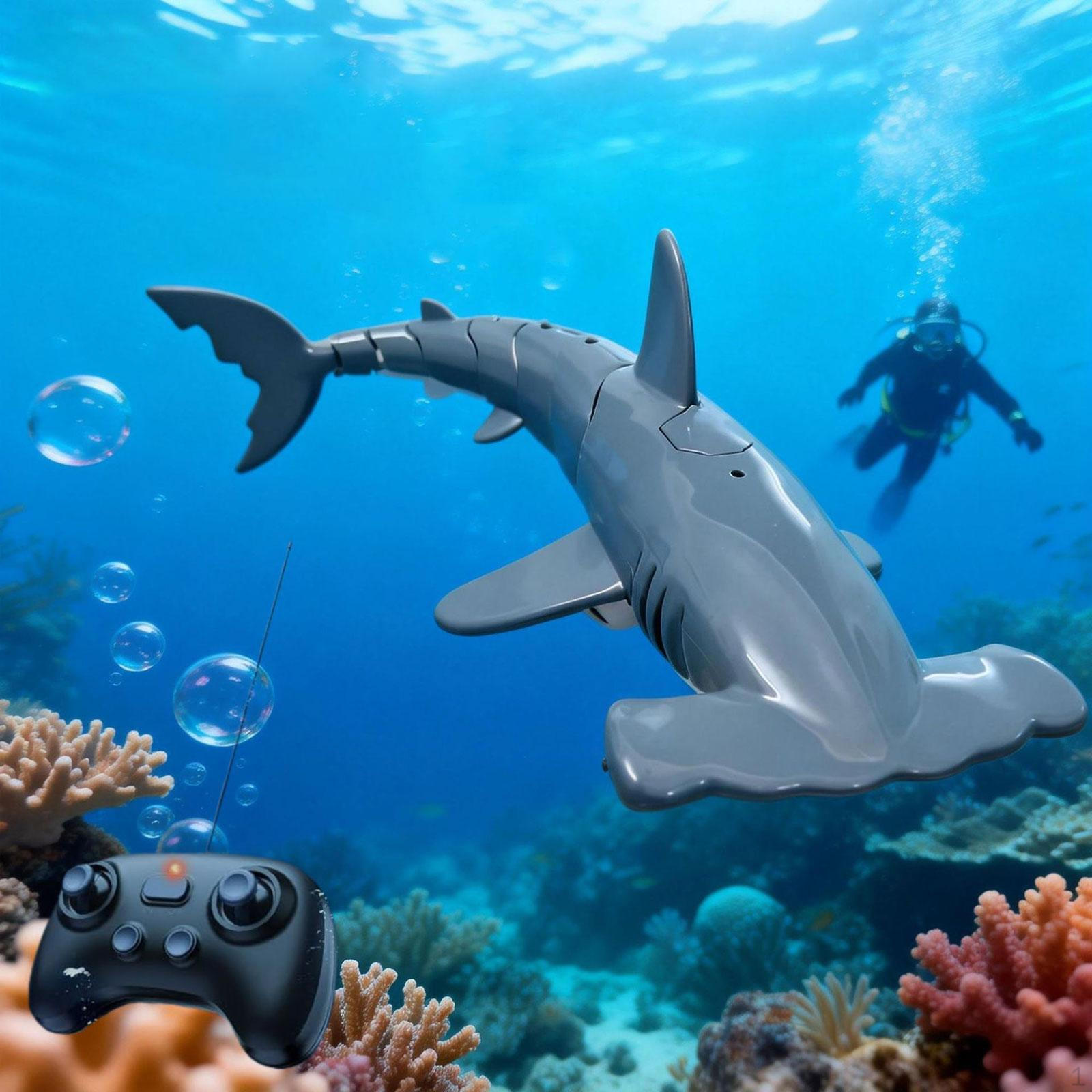 

Игрушка-акула на радиоуправлении RC, для ныряния, практичная, водонепроницаемая, для мальчиков и девочек, реалистичная серый