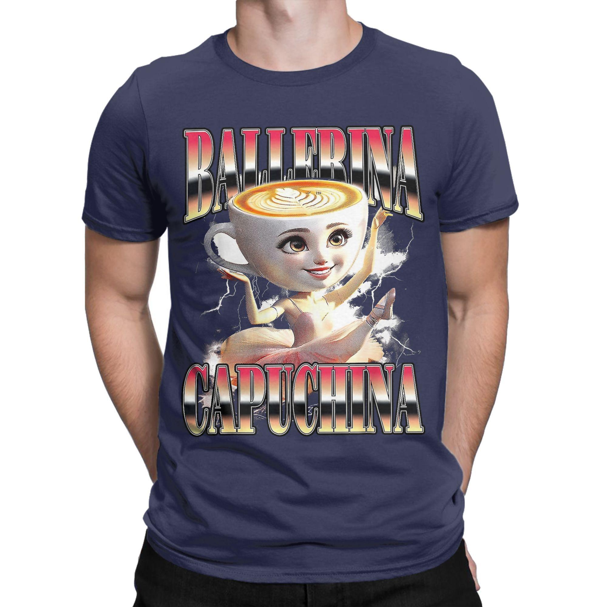 Ballerina Capuchina Funny Meme Brainrot T Shirt Summer Harajuku T Shirts Men 100 Cotton O Neck 4XL 5XL 6XL Top Tees Tshirt 4XL