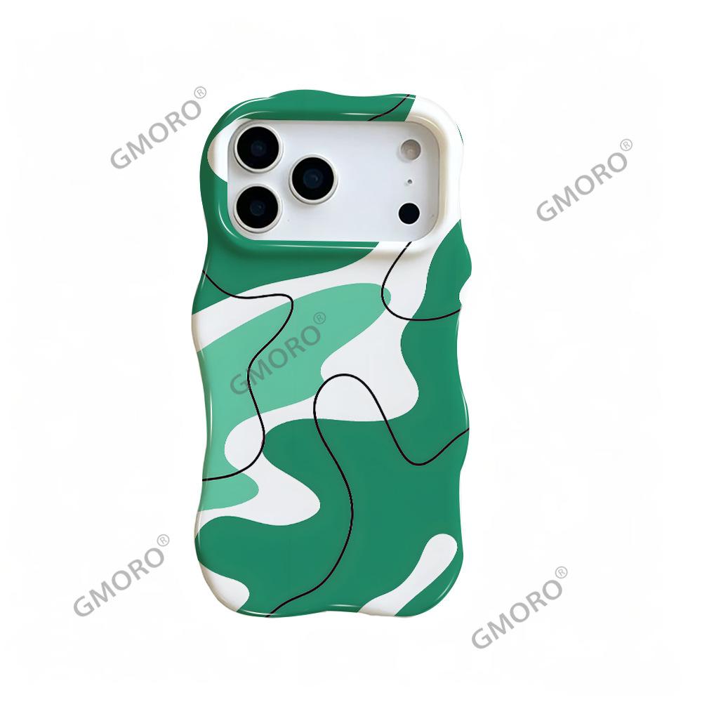 Contrasting Color Splicing Artistic Sense iPhone15 Wavy Film Shell Apple 17promax Foreign Trade Hot-selling Anti-drop Hard Shell