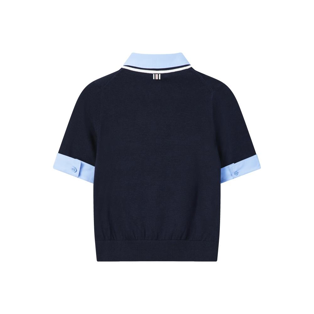 FILA Heritage Fashion Classic Simple Retro College Style Casual Versatile Comfortable Two-Piece Woven Short Sleeve Knit Top Women tops F11W628423FDB