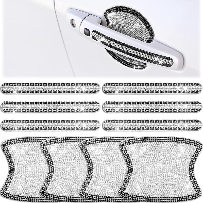 Frienda 10 Pieces Bling Car Accessories For Women Bling Car Door Handle Protector Door Handle Covers For Car Rhinestone Car Bowl Protector