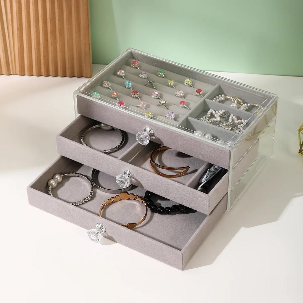 HOME Jewelry Storage Box Wholesale Home Jewelry Display Box Multi-layer Drawer Necklace Earring Ring Jewelry Organizer