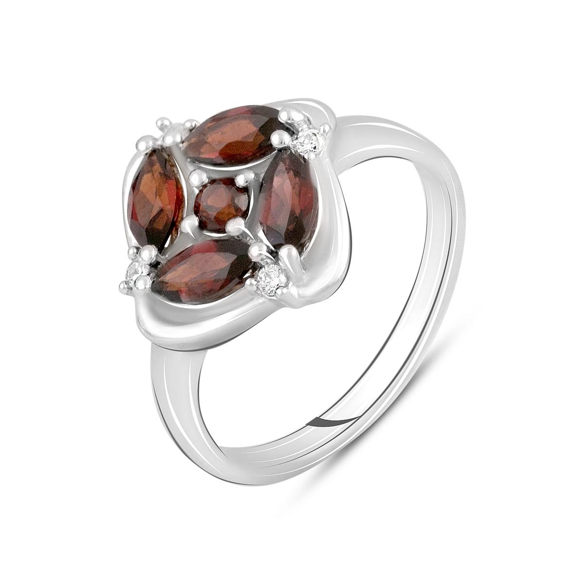 

Срібна каблучка з натуральним гранатом 1.375ct (2120452) 3.57 гр. 925 проби 17.5 темні цукерки apple червоний колір