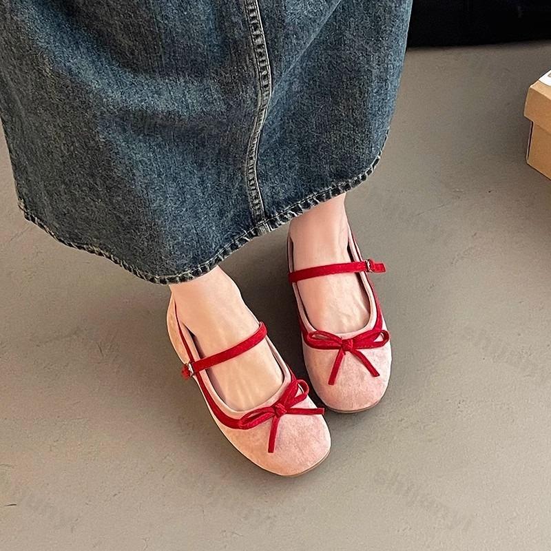 Fashion Bow Design Elegant Shallow Mouth Ballet Style Single Shoes 2025 Spring New French Soft Soled Comfortable Casual Mary Jane Shoes