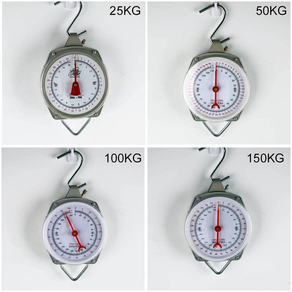 25/50/100/150KG Hanging Scales Handheld Pointer Scale Circular Mechanical Pointer Hook Scale Durable Measurement Instruments