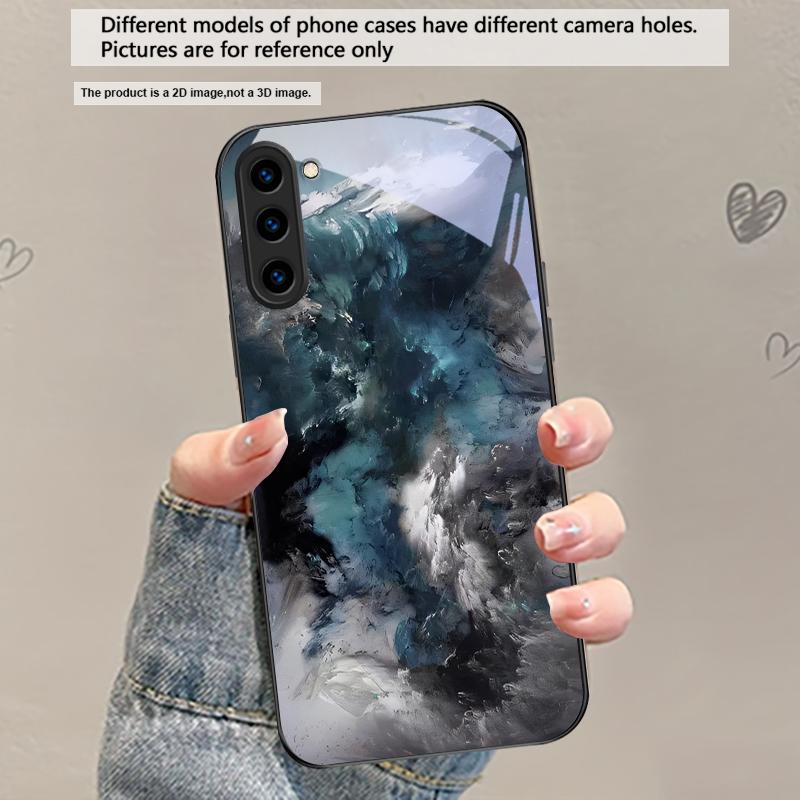 

Abstract Modern Waves For Samsung Galaxy S20 S21 S22 S23 Plus S24 FE S25 Ultra S26 Edge S25+ 20+ 22+ 24+ Black Glass Phone Case Galaxy S26