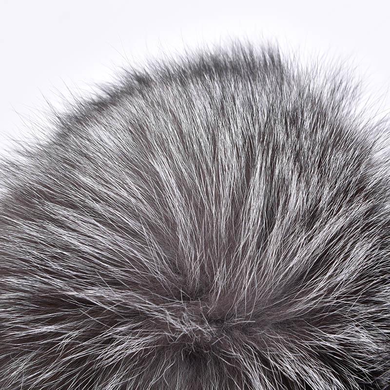 SOMALER Real Fox Fur Hat Earflap Thick Warm Winter Hats For Women Russian Bomber Hats Genuine Leather Caps