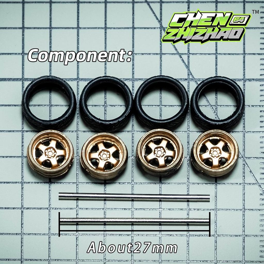 1/64 Wheels for Hotwheels, 64 Scale die-cast Model Modification, 64 Scale Miniature Scene Production, ABS Injection Rubber Tires, 5 Sets