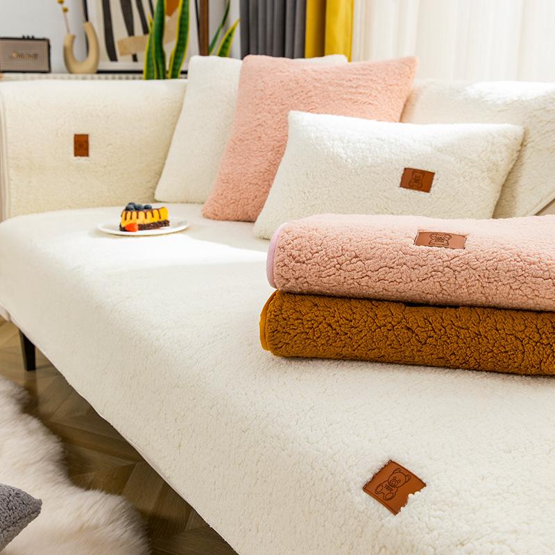 Winter Sofa Cushion Thickened Fleece Non-Slip Seat Cushions Simple Modern Warm Sofa Cover Slipcover