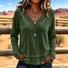 Women's Long Sleeve Lace Trim Blouse Loose Fit Color Casual Tunic Top
