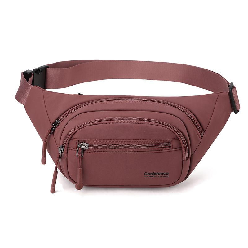 Женская поясная сумка Легкая нейлоновая сумка Большая вместимость Нагрудная сумка розовый