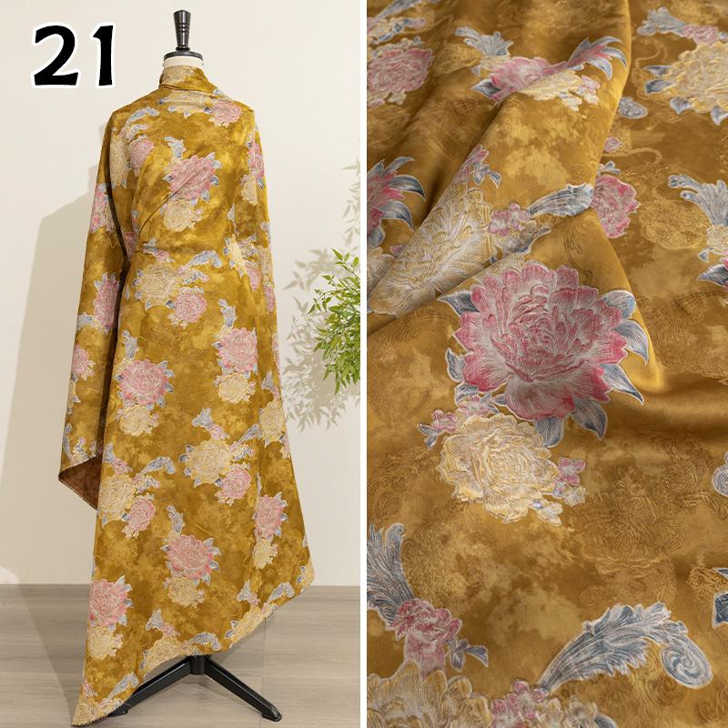 50*143cm Chinese Style Jacquard Rayon Fabric Luxury Xiangyun Yarn Drape Fabric For Diy Sewing Qipao Cheongsam Hanfu Dress Coat