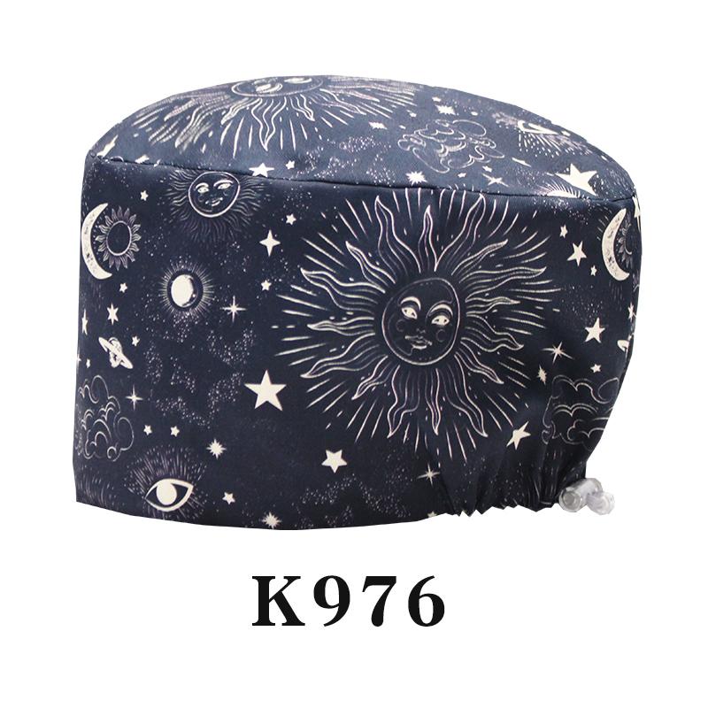 Cartoon Printed Nursing Caps Men Women Medical Hats Adjustable Long Hair Pet Dental Clinic Doctors Scrub Hat