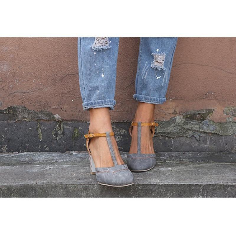 

Желаю большой размер квадратный каблук сочетание цветов женская обувь полая модная тенденция круглый носок нескользящие сандалии женская обувь 43 серый