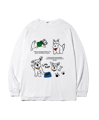 ESCAPEFROM Milk Puppy Print Long Sleeve White