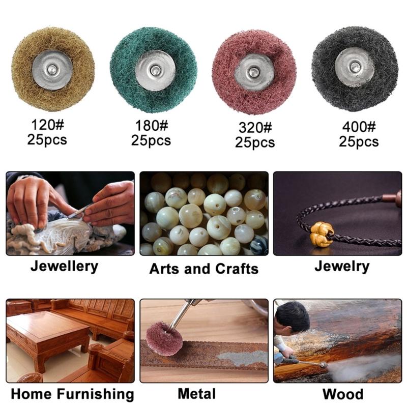 100pcs Abrasive Wheels Nylon Abrasive Buffing Wheels Nylon Polishing Brushes Suitable for Various Tools Jewellery Crafts