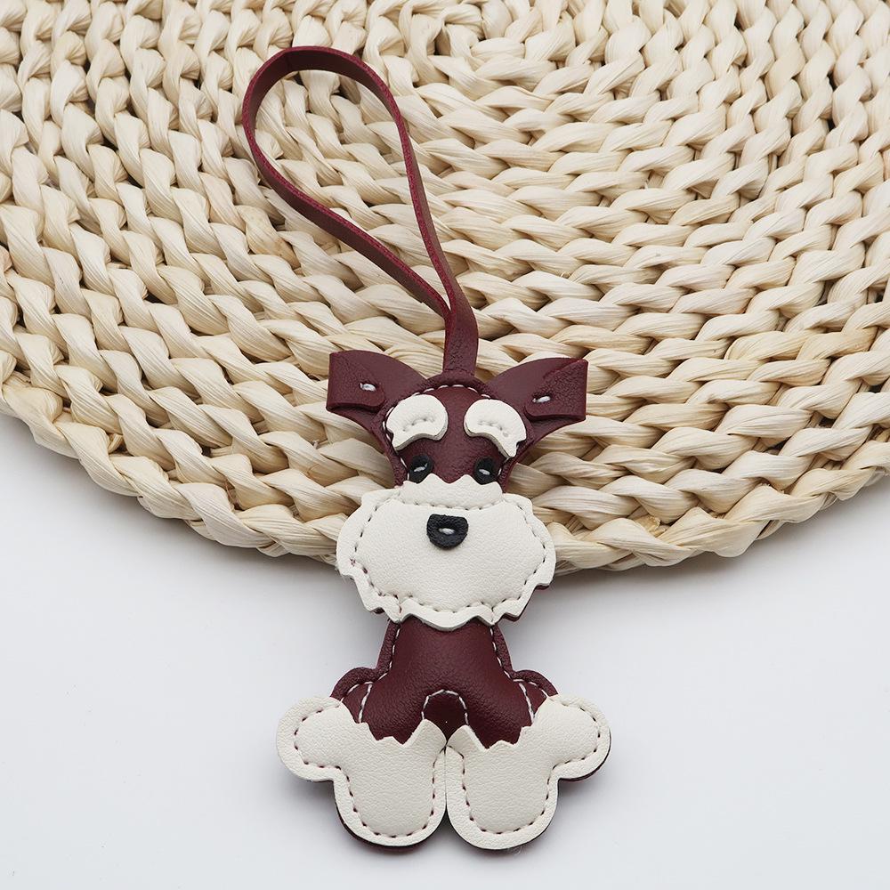 Miniature Schnauzer PU Leather Dog Charm: Creative Puppy Pendant