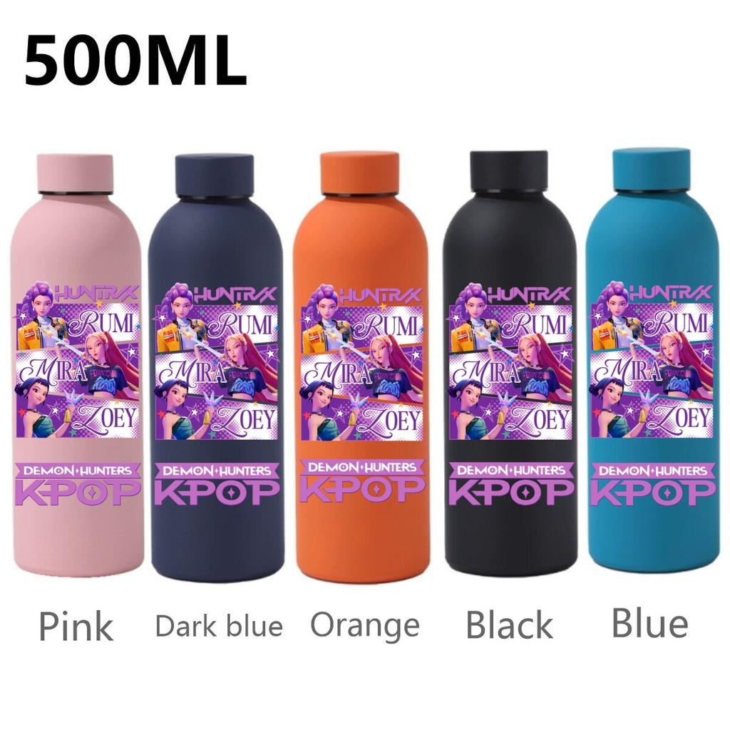 500ML KPop Dämonenjäger Cartoon Druck Sport Auslaufsicher Hohe Qualität Edelstahl Isoliert Wasserbecher Geburtstag Geburtstag Hohe Qualität Geschenke