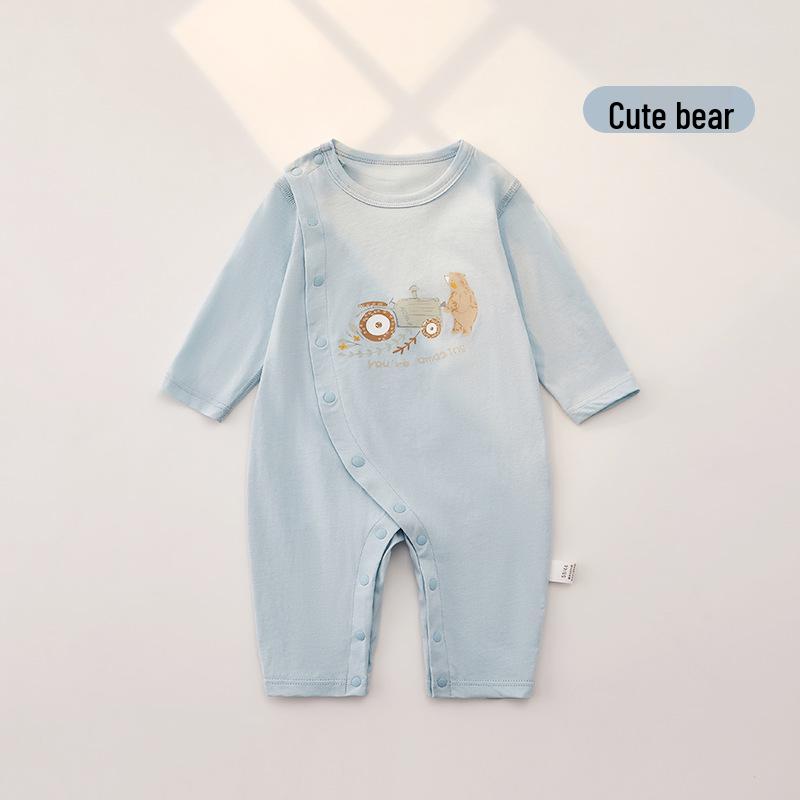 7A Antibacterial Double-Layer Long-Sleeve Baby Romper - Boneless Pure Cotton Pajamas for Spring & Autumn