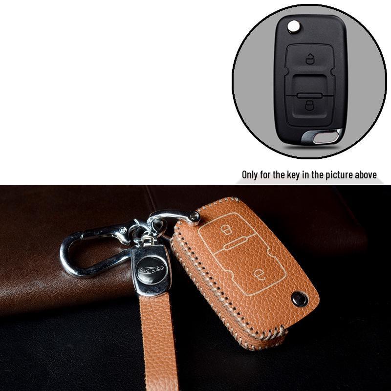 Key Case Protection Cover for Geely Models: New Emgrand GS, GL, Boyue, Vision X6/X3, S1, Borui, EC7 - Cowhide with Buckle.
