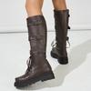 Merade Waterproof Leather Cowboy Boots: Children's & Women's Autumn Riding Boots with Thick Platform Sole