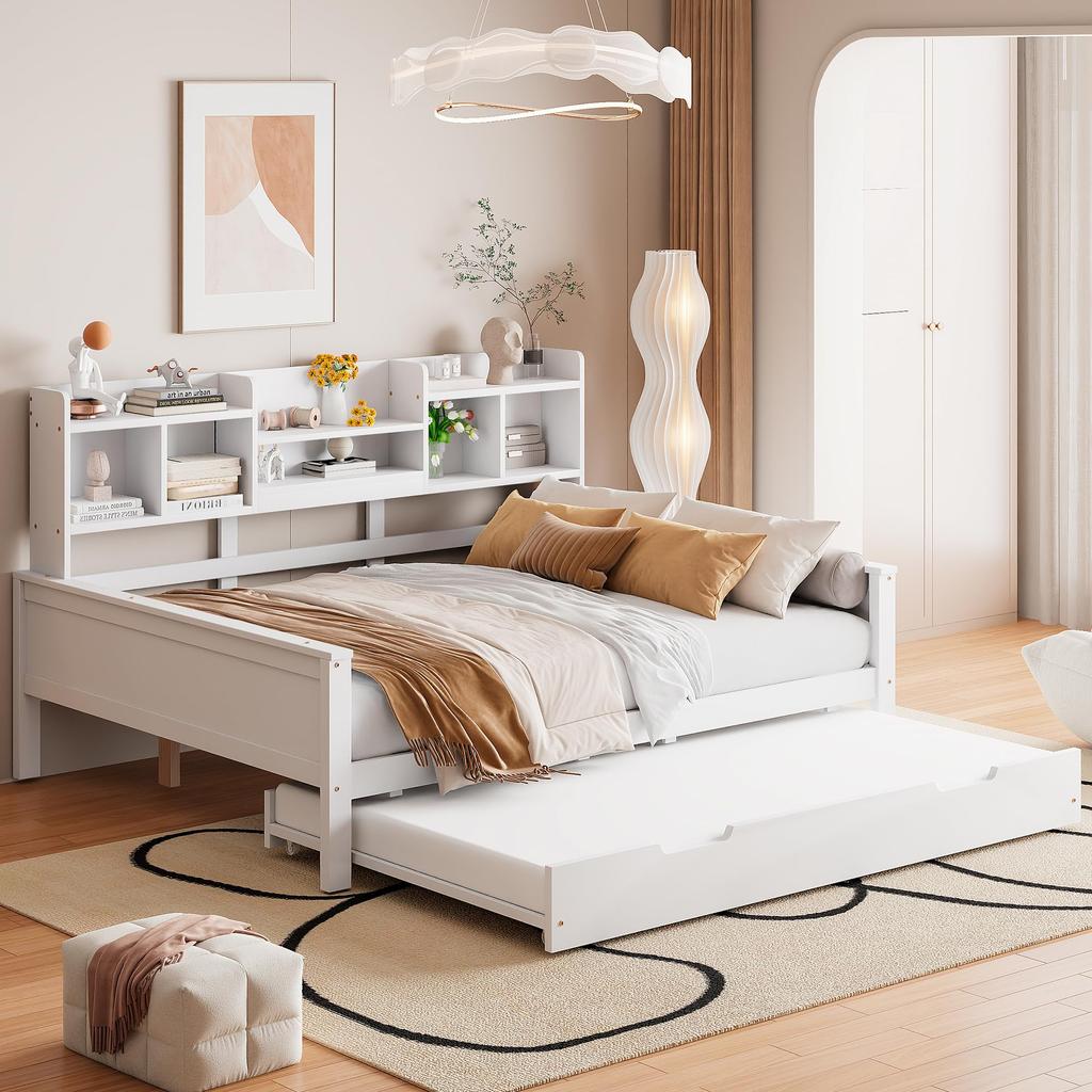 Ausziehbares Schlafsofa 140x200cm, Ausziehbett 90x190cm, Rückenlehnen-Staufach, Lattenrost, Multifunktionsbett Gästezimmer Arbeitszimmer, Grau