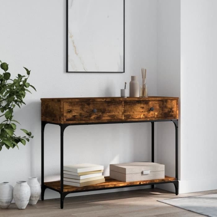 VidaXL Console Table Smoked Oak 100x34.5x75 Cm Engineered Wood 833395