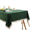 Modern Simple Solid Color Cotton Washed Cotton Red-Green Christmas Fringed Coffee Table Tablecloth Dining Table Cloth