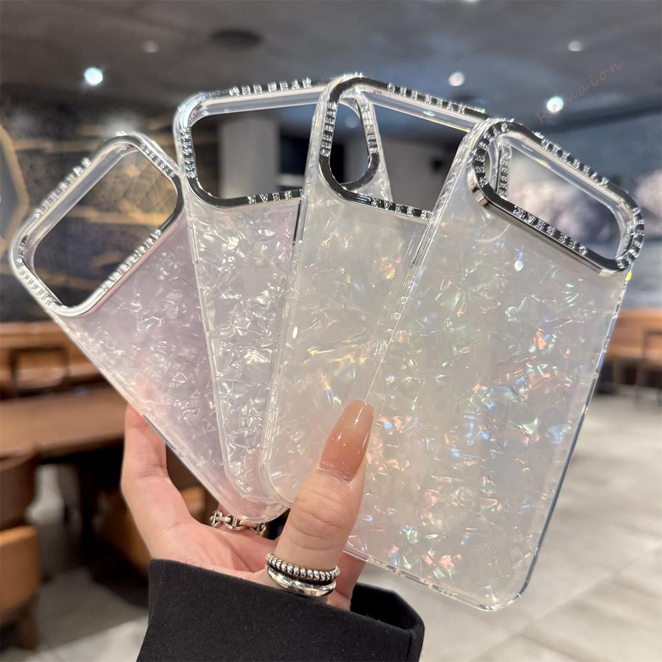 Cute Bling Bling Glitter Phone Case For iPhone 17 Air 11 12 13 16 Pro Max 15 14 16 Plus 17Pro Max Shell Pattern Protector Cover