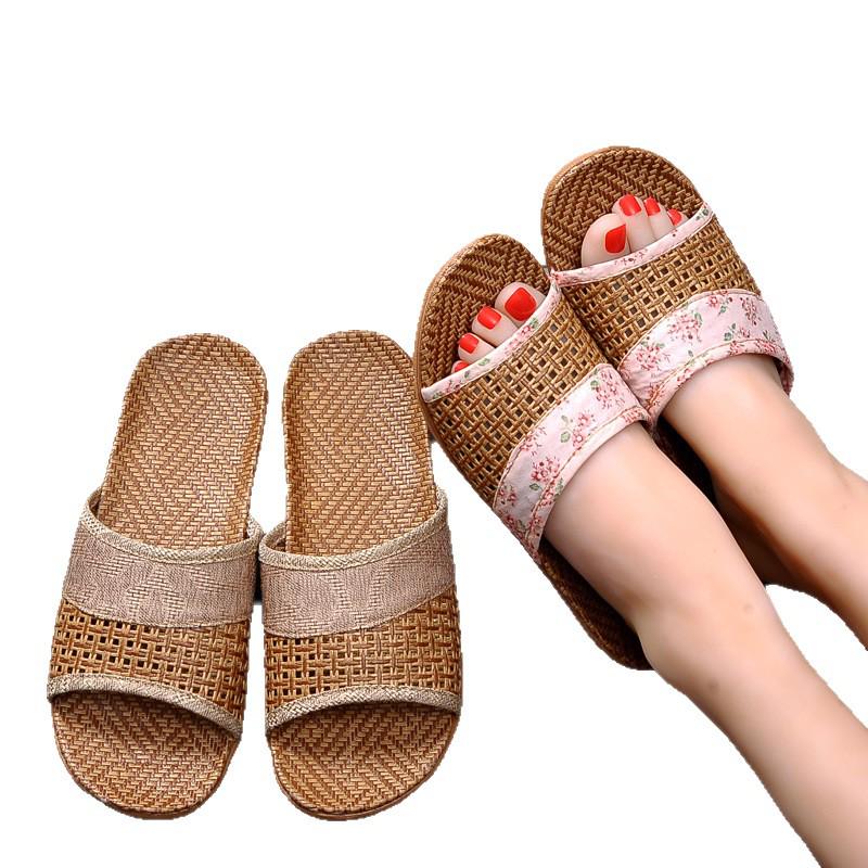 Summer Non-slip Indoor Slippers for Men and Women - Thick Sole, Perfect for Wood Floors and Rattan Matting