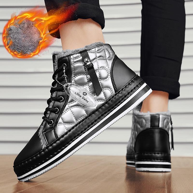 Neue Mode Herrenstiefel Winter Warm und Flauschig Lässig Vielseitig High Top Stiefel Kältebeständige Schuhe Outdoor Schnee Stiefeletten