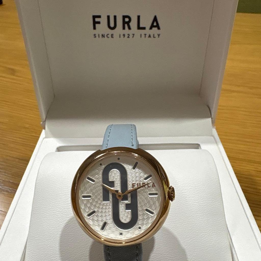Used Furla Watch FURLA COSY Light Blue Belt with Box