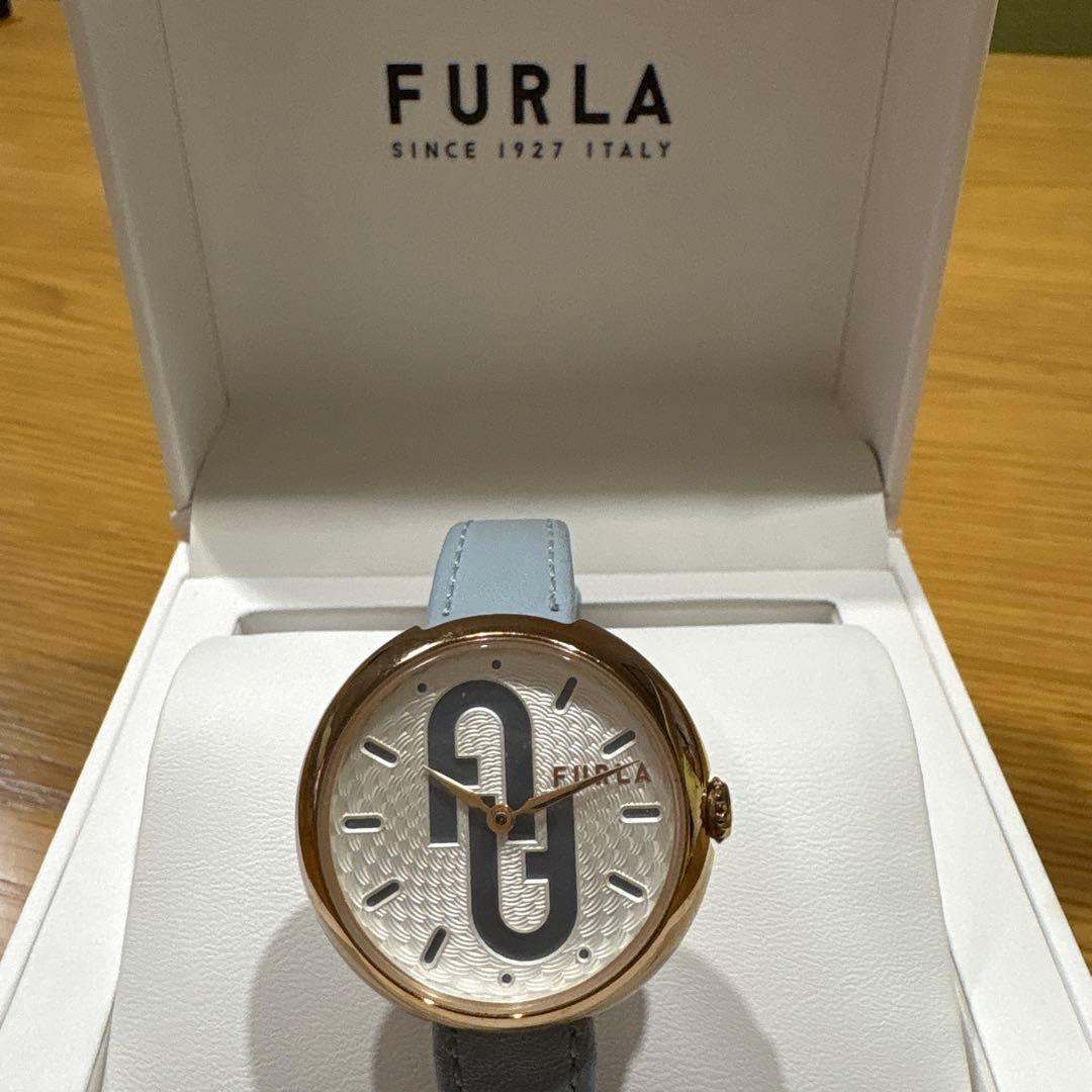 Used Furla watch FURLA COSY light blue belt with box