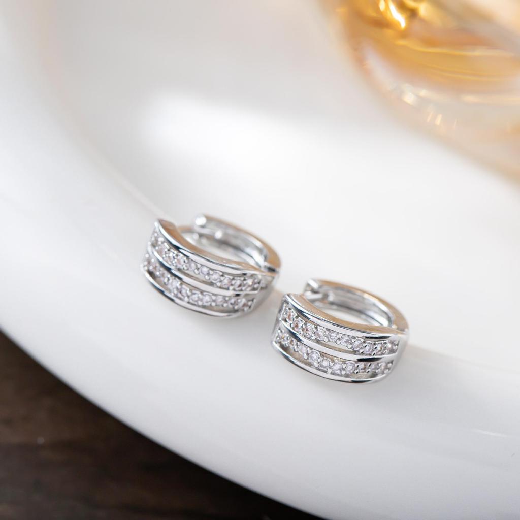 Korean Wave Double Row Rhinestone Ear Cuff with Zirconia for Women