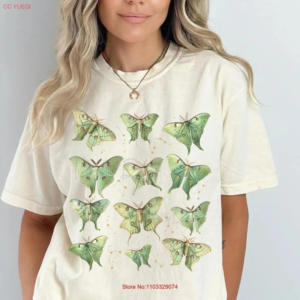 Luna Moth T Shirt Vintage Comfort Color Celestial Cottagecore Dark Academia Aesthetic Goblincore Clothing vintage Washed Casual