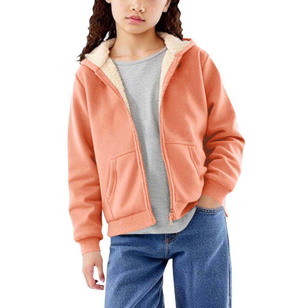 Boys Girls Fleece Lined Warm School  Zip Hoodie Sweatshirt  Jacket
