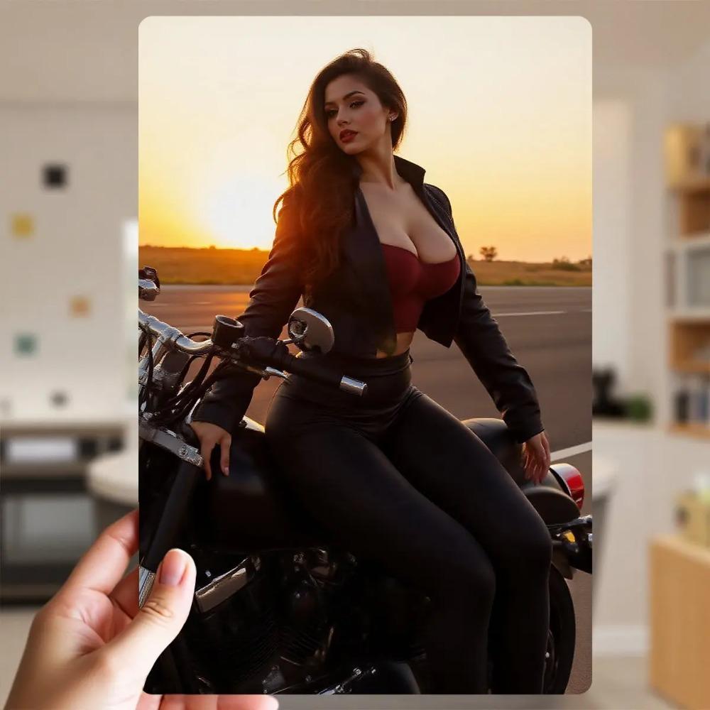 Rebel Rider Vintage Metal Sign Retro Motorcycle Garage Art Decor 8x12 Inch Metal Wall Plaque Unique Gift for Bikers 20x30cm