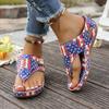 Plus Size Women's European & American Style Toe Post Wedge Sandals - Summer Flip-flops
