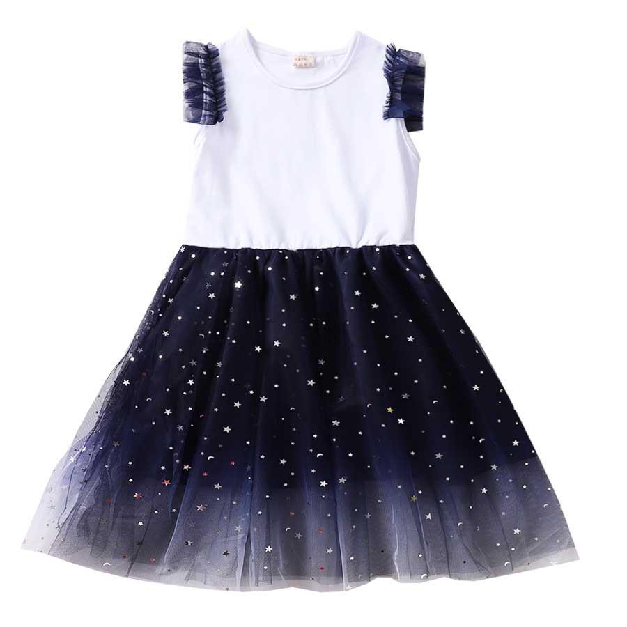 European Summer Girls  Cartoon Dress - Solid Color Skirt A4024 100 cm