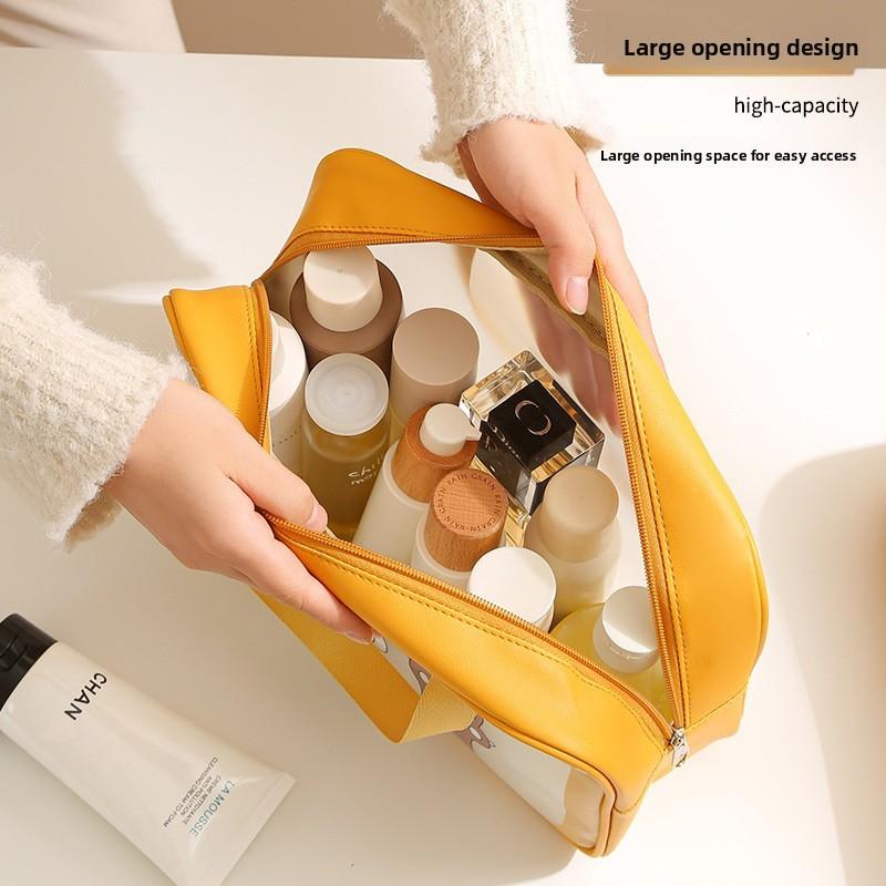 Modern Minimalist Pvc Travel Toiletry Bag With Large Capacity For Cosmetics And Accessories