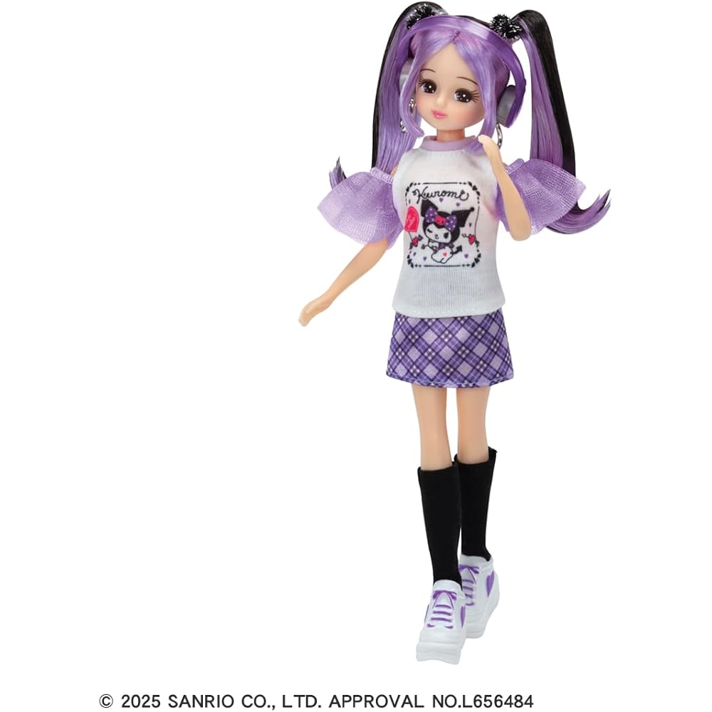 Takara Tomy Licca-chan Doll Cool Kuromi Outfit Set Casual Purple Dress 3 Years and Up
