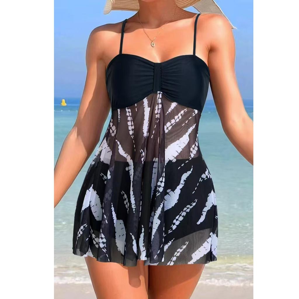 Damen Badeanzug mit Shorts, fließender zweiteiliger Badeanzug, Badebekleidung