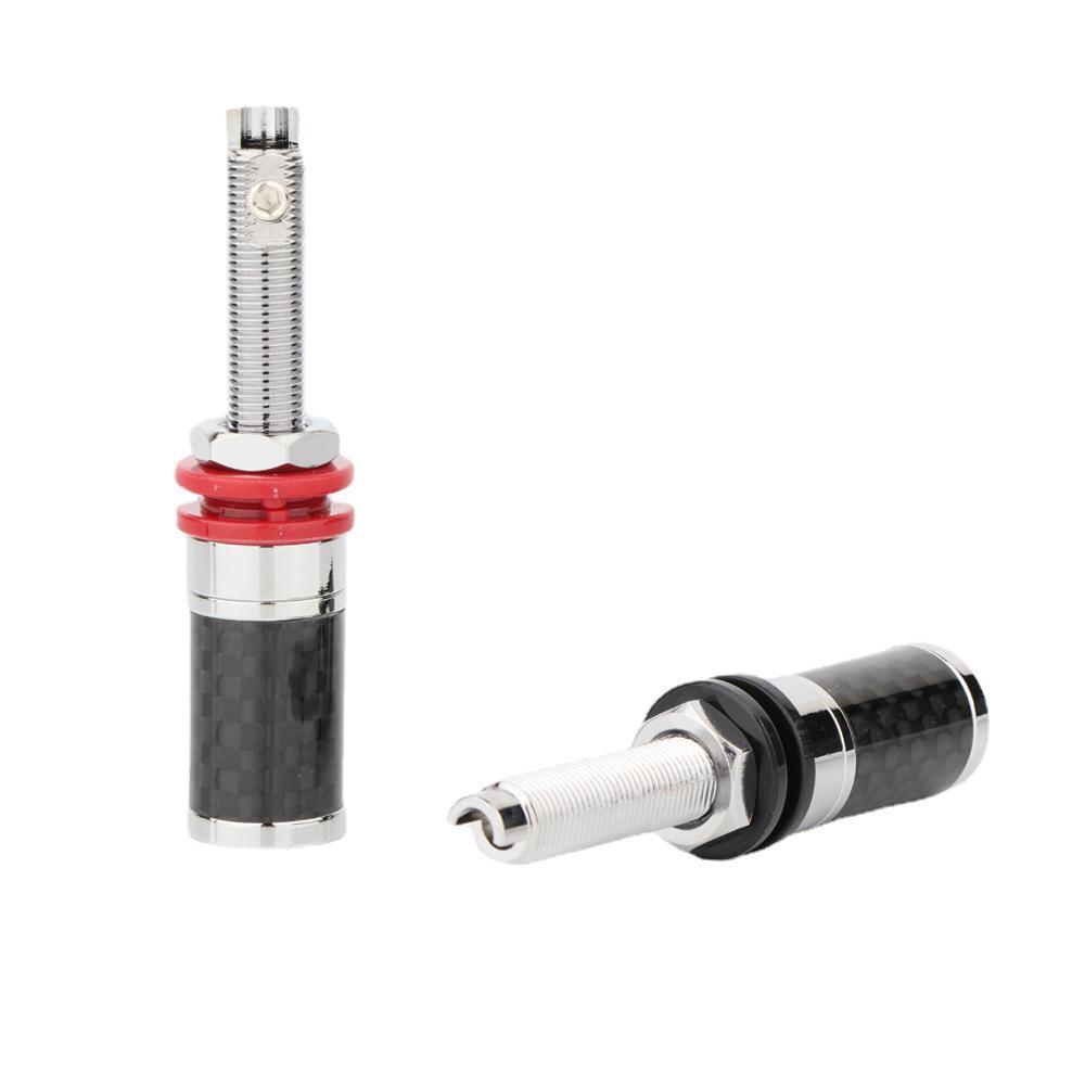 Carbon Fiber Rhodium White Gold Speaker Binding Posts & Female Sockets