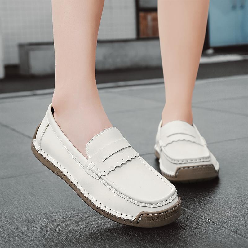 Hand-stitched Women Casual Shoes Loafers Slip On Driving Shoes Moccasins Women Flats Shoes