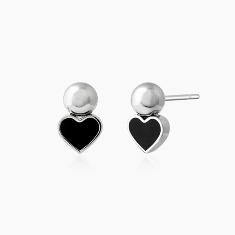 Noonoo Fingers Black Heart Ball Earrings