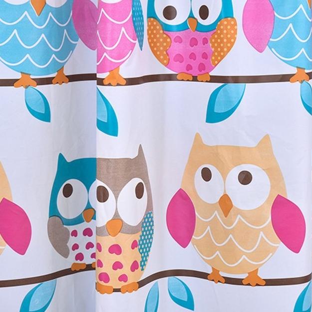 Shower Curtains Owl Pattern Print Colorful Childlike Bathroom Atmosphere Waterproof Dry-Wet Separation Partition Shower Curtain