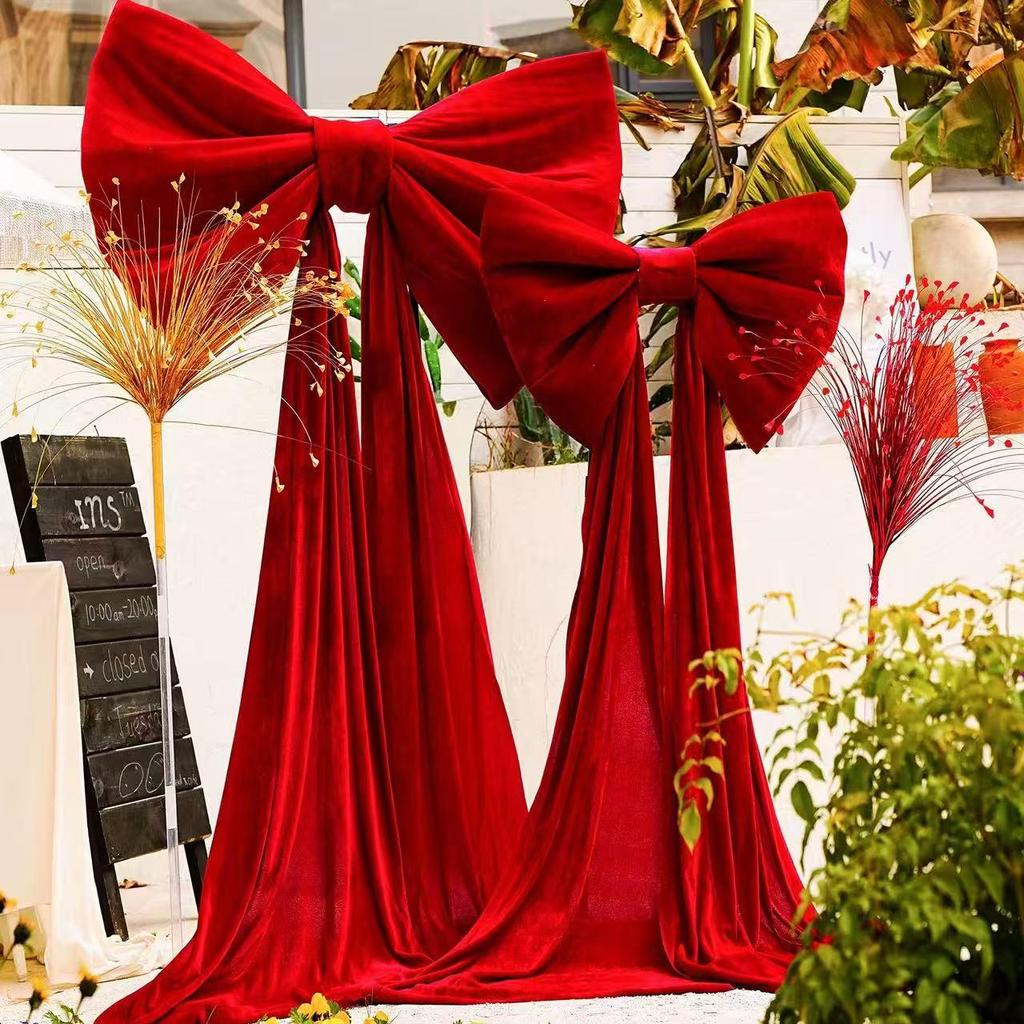 Extra Large Red Velvet Bow Wedding Decoration - Bridal Room & Photo Backdrop